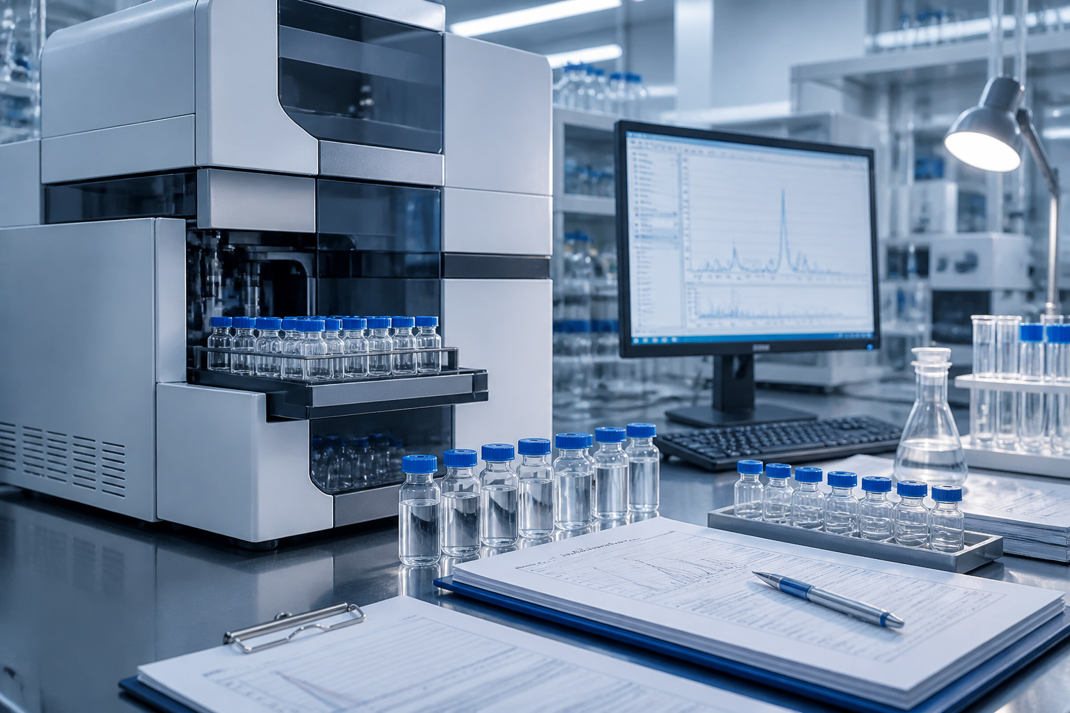 Quality testing laboratory for peptide manufacturing documentation